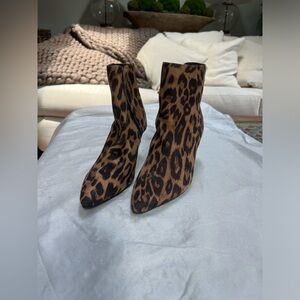 Cheetah print heeled booties Rampage